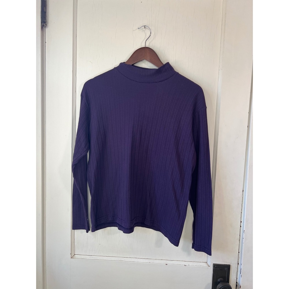 Bobbie Brooks Purple Ribbed Mock Neck Long Sleeve Top Women's Medium
